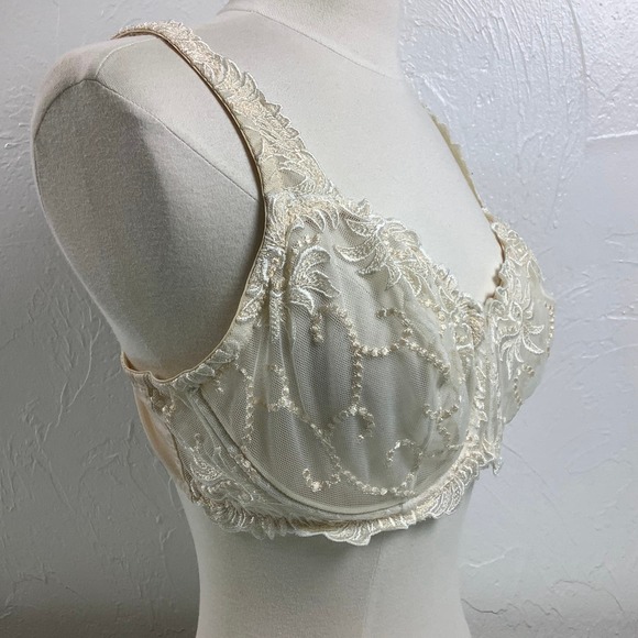 Lunaire Seville Shear Lace Full Coverage Ivory Wired Bra SZ 38D EUC - Picture 4 of 12